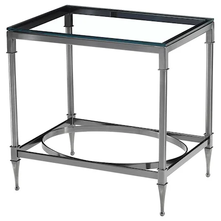 Rectangular Side Table with Glass Top